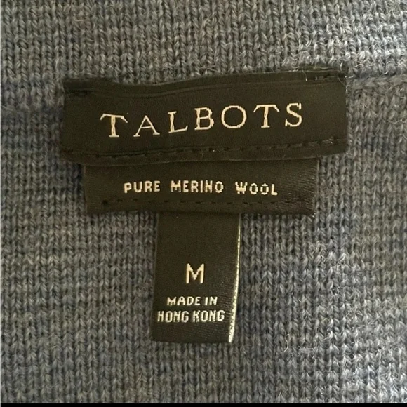 Talbots Merino Sweater Jacket Blazer in Heathered Denim Blue Medium - Picture 6 of 11